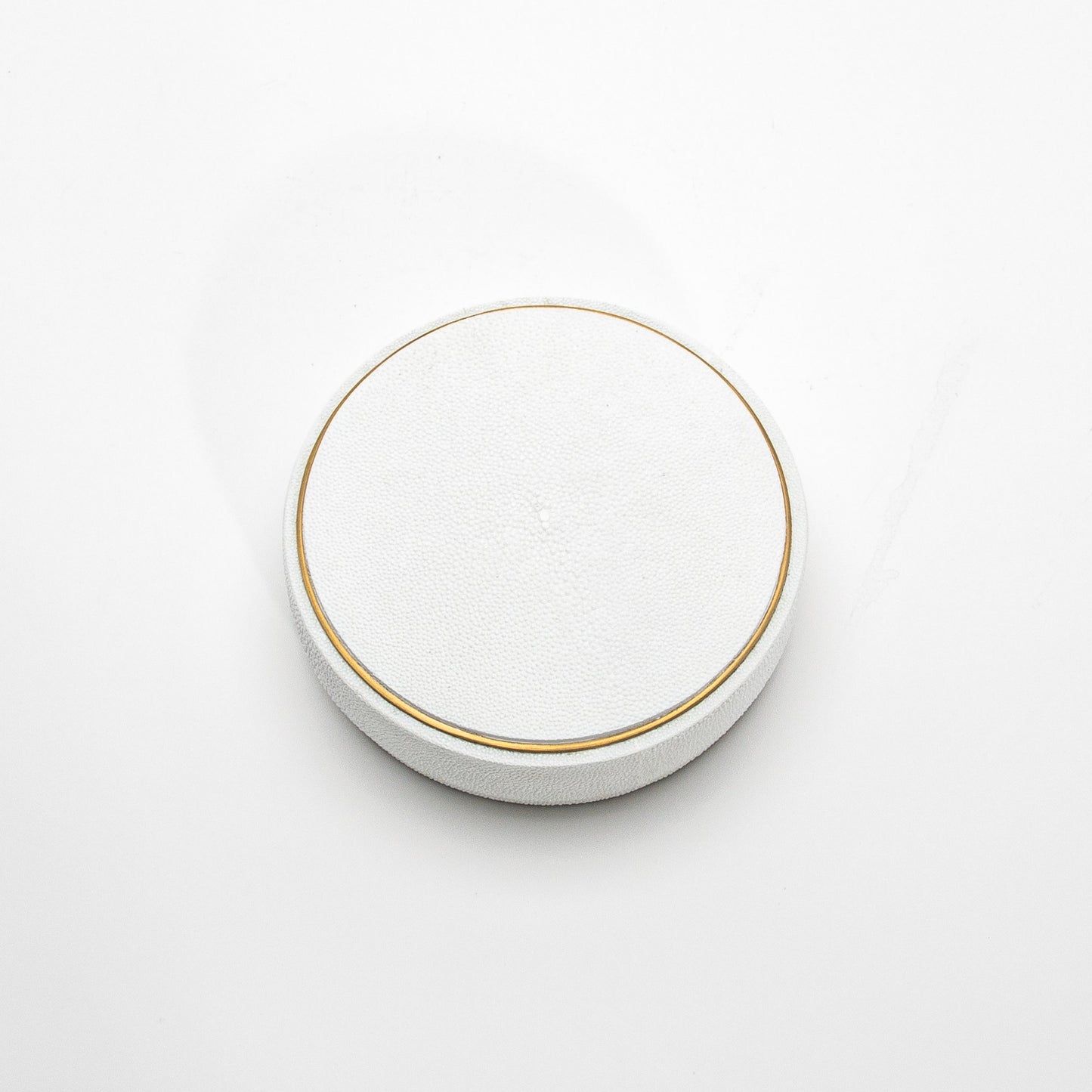 Set of 3 Boxes in White Shagreen with Brass Frame by R&Y Augousti