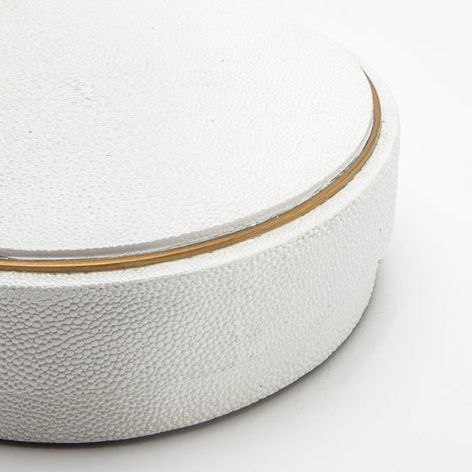 Set of 3 Boxes in White Shagreen with Brass Frame by R&Y Augousti