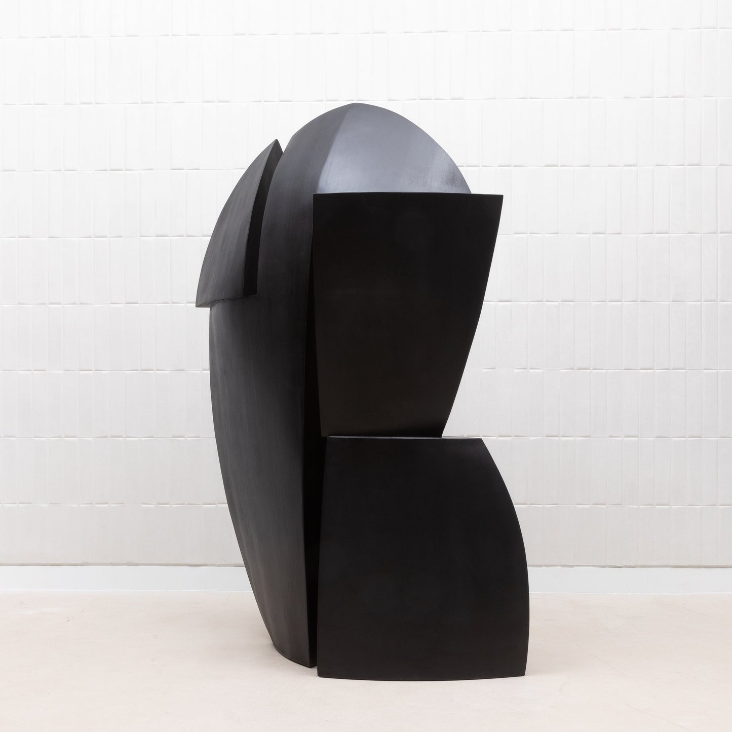 Modern Abstract Sculpture in Black Oak by Patrick Coard Paris