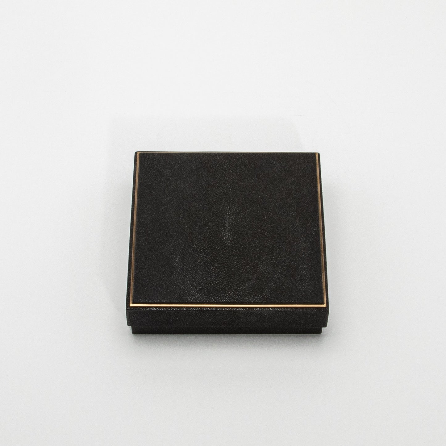 Set of 3 Square Boxes in Black Shagreen with Brass Frame by R&Y Augousti