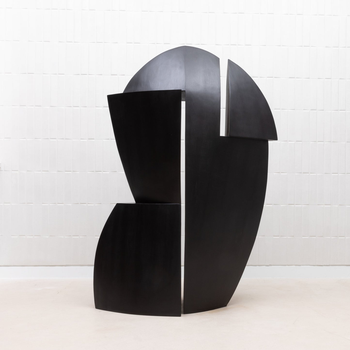 Modern Abstract Sculpture in Black Oak by Patrick Coard Paris