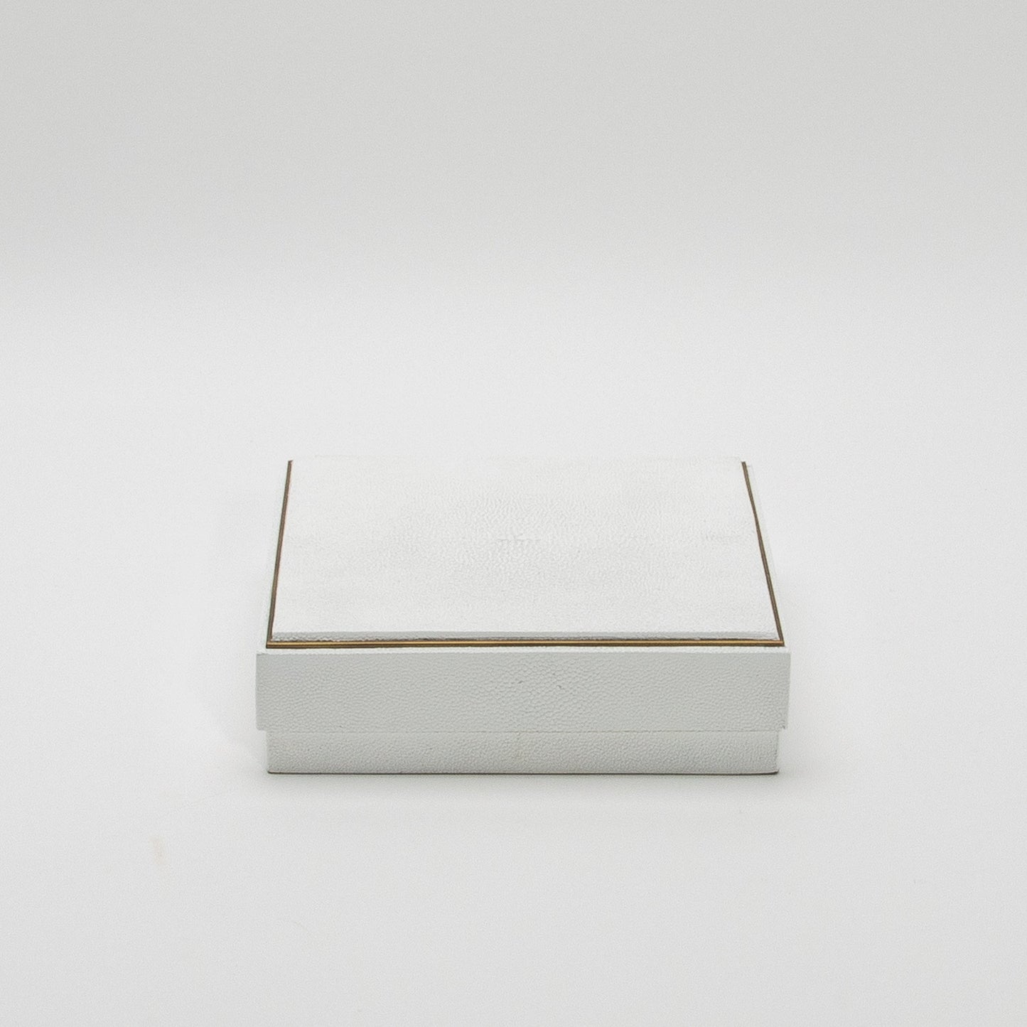Set of 3 Square Boxes in White Shagreen with Brass Frame by R&Y Augousti