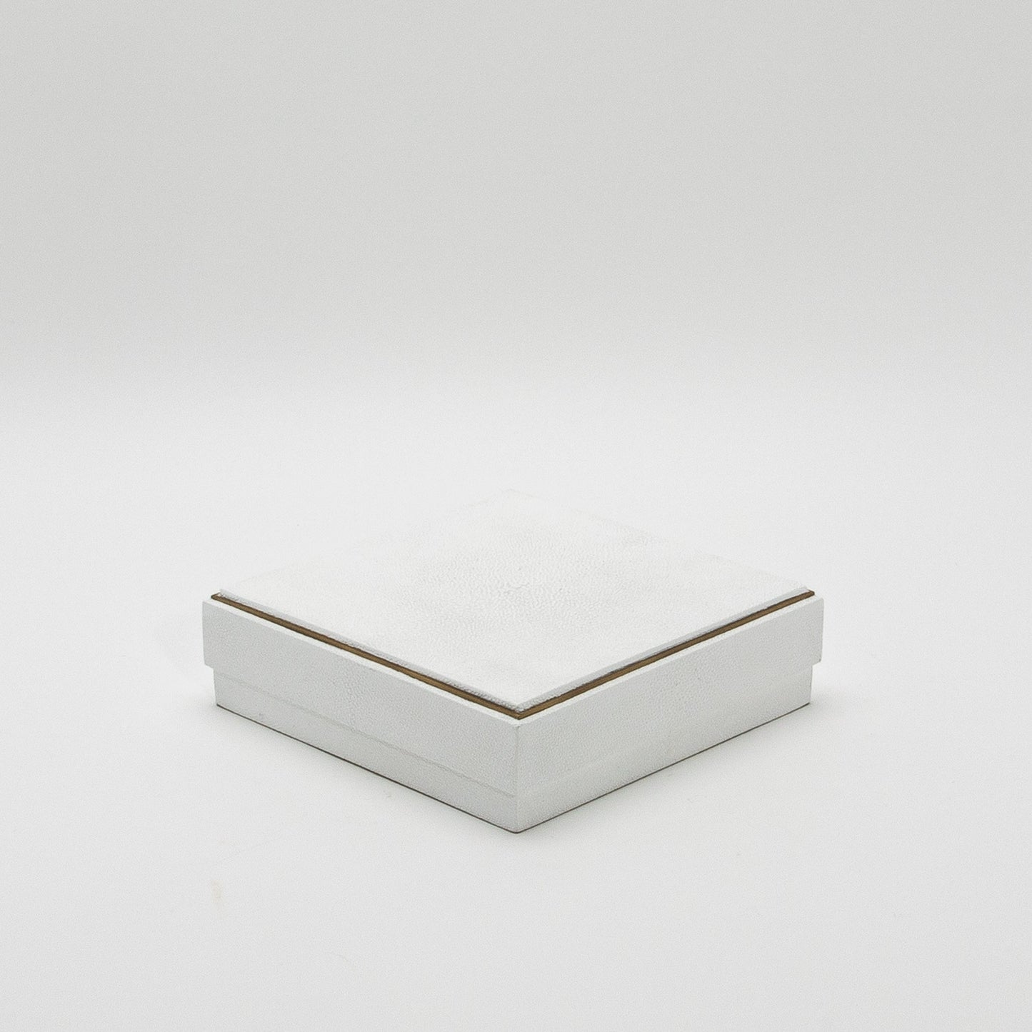 Set of 3 Square Boxes in White Shagreen with Brass Frame by R&Y Augousti