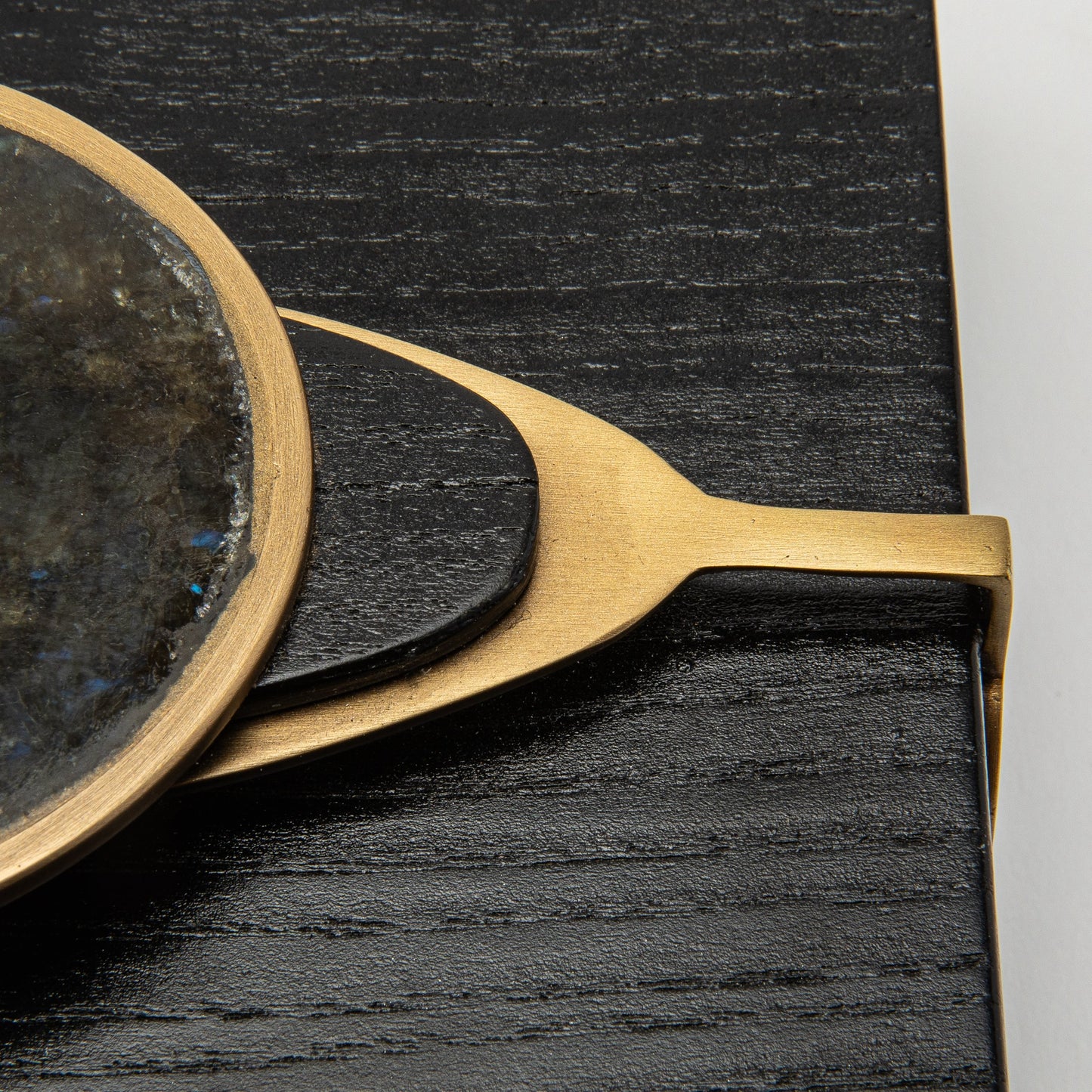 Set of 2 Boxes in Oak with Semi-Precious Stone and Brass by Kifu Paris