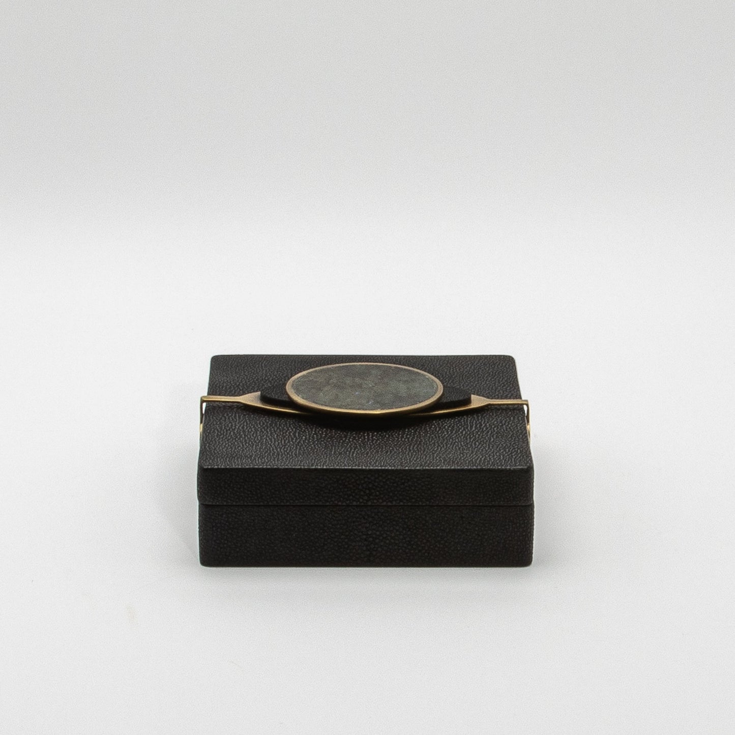 Set of 2 Boxes in Shagreen with Semi-Precious Stone and Brass by Kifu Paris