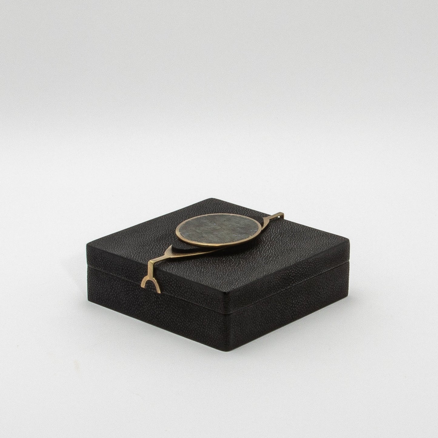 Set of 2 Boxes in Shagreen with Semi-Precious Stone and Brass by Kifu Paris