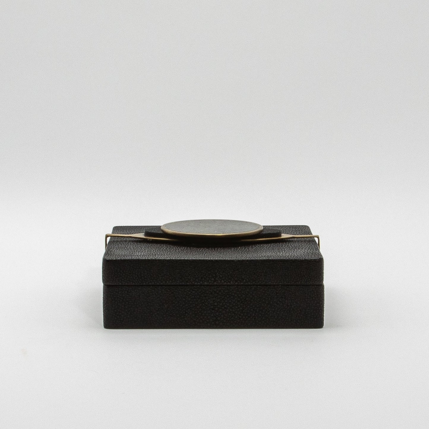 Set of 2 Boxes in Shagreen with Semi-Precious Stone and Brass by Kifu Paris