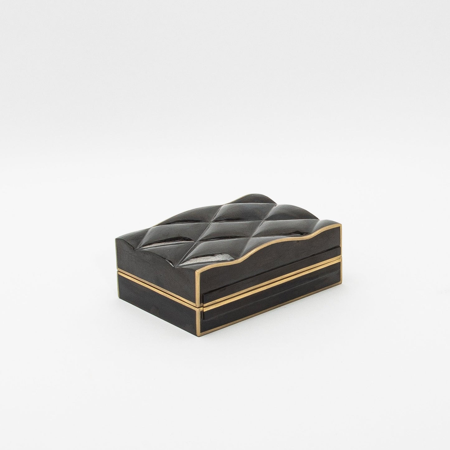 Set of 3 Quilted Boxes in Pen Shell with Bronze Patina Brass by Kifu Paris