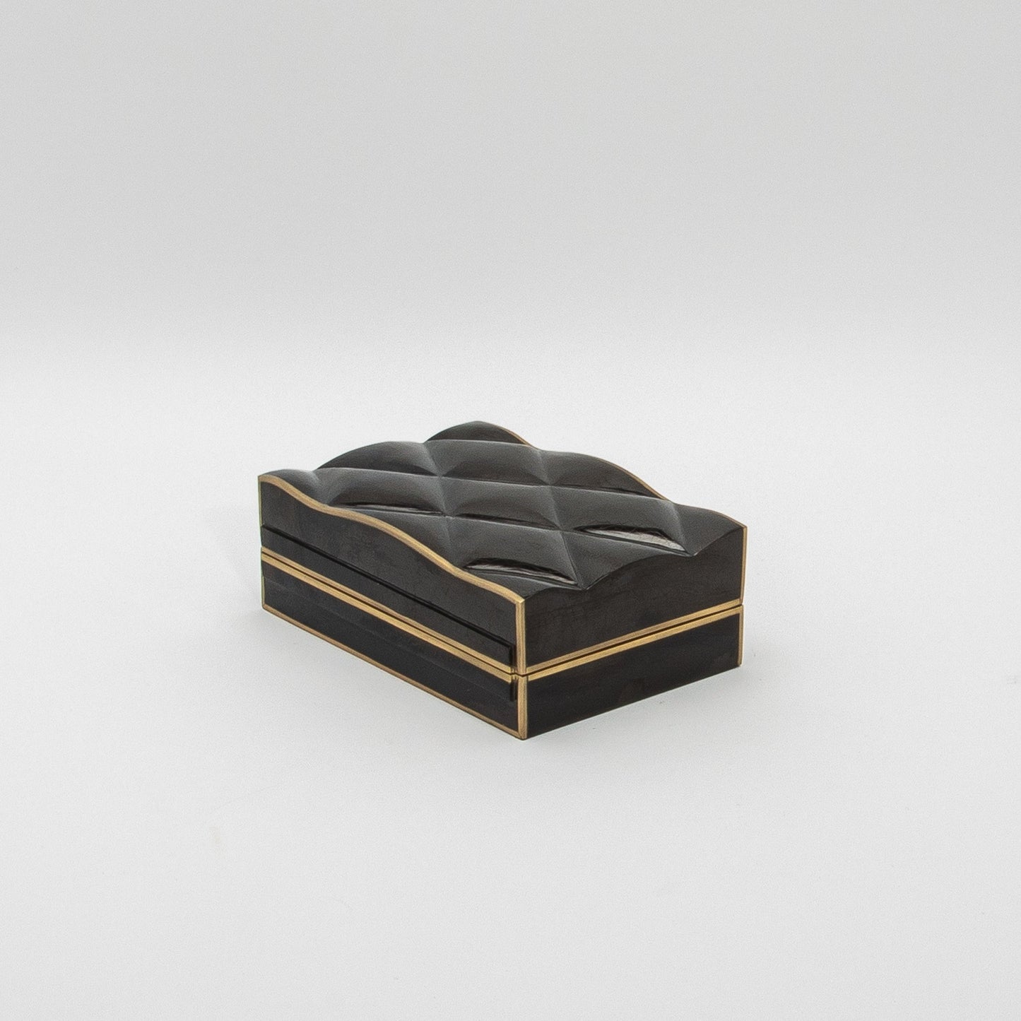 Set of 3 Quilted Boxes in Pen Shell with Bronze Patina Brass by Kifu Paris