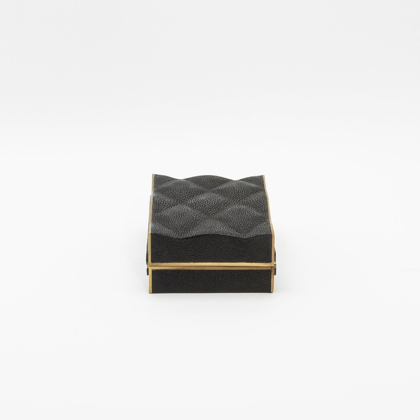 Set of 3 Quilted Boxes in Black Shagreen with Bronze Patina Brass by Kifu Paris