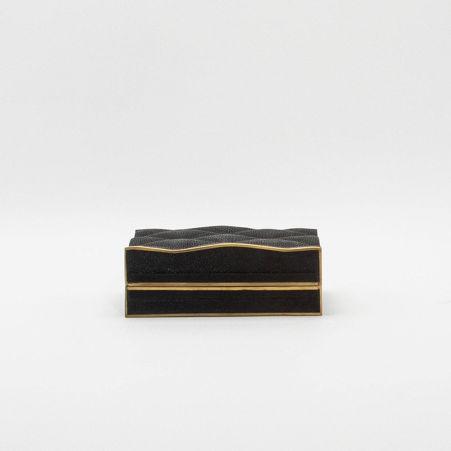 Set of 3 Quilted Boxes in Black Shagreen with Bronze Patina Brass by Kifu Paris