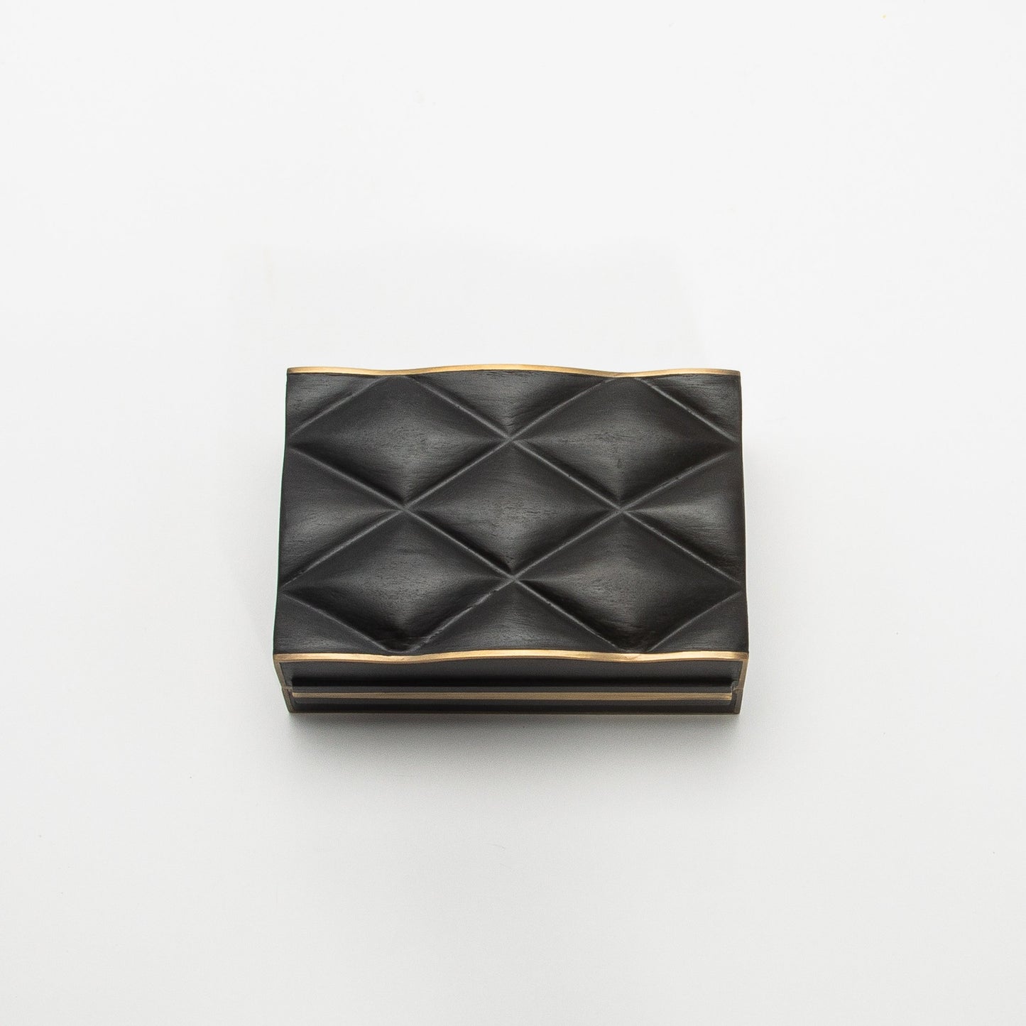 Set of 3 Quilted Boxes in Black Oak with Bronze Patina Brass by Kifu Paris