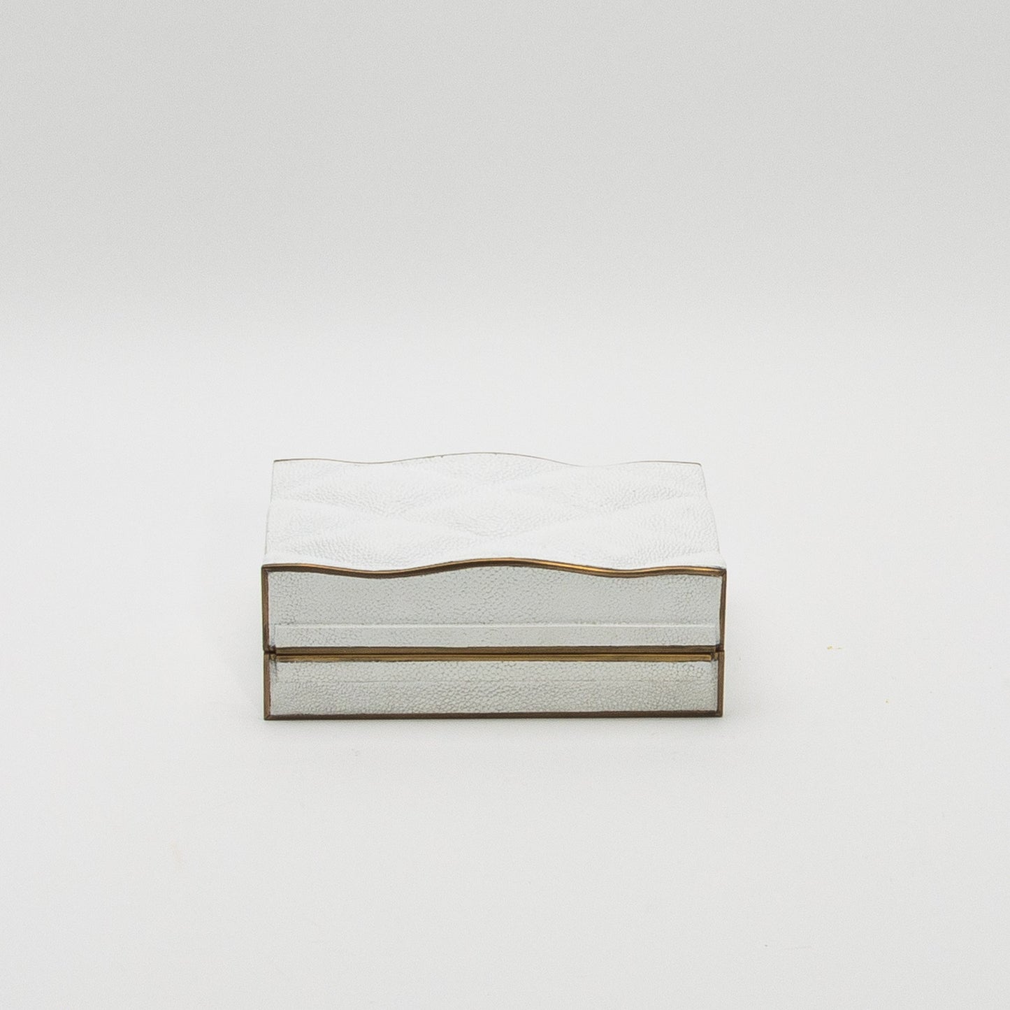 Set of 3 Quilted Boxes in White Shagreen with Bronze Patina Brass by Kifu Paris