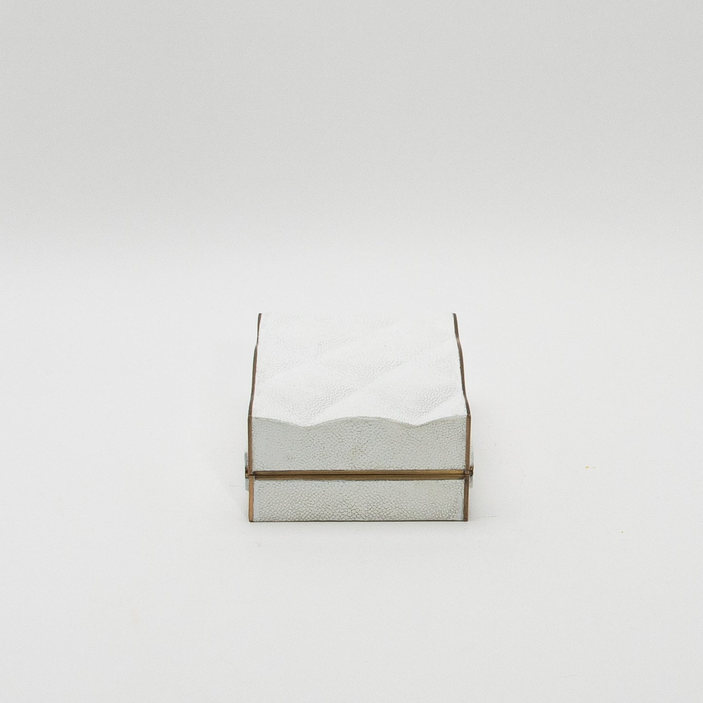 Set of 3 Quilted Boxes in White Shagreen with Bronze Patina Brass by Kifu Paris