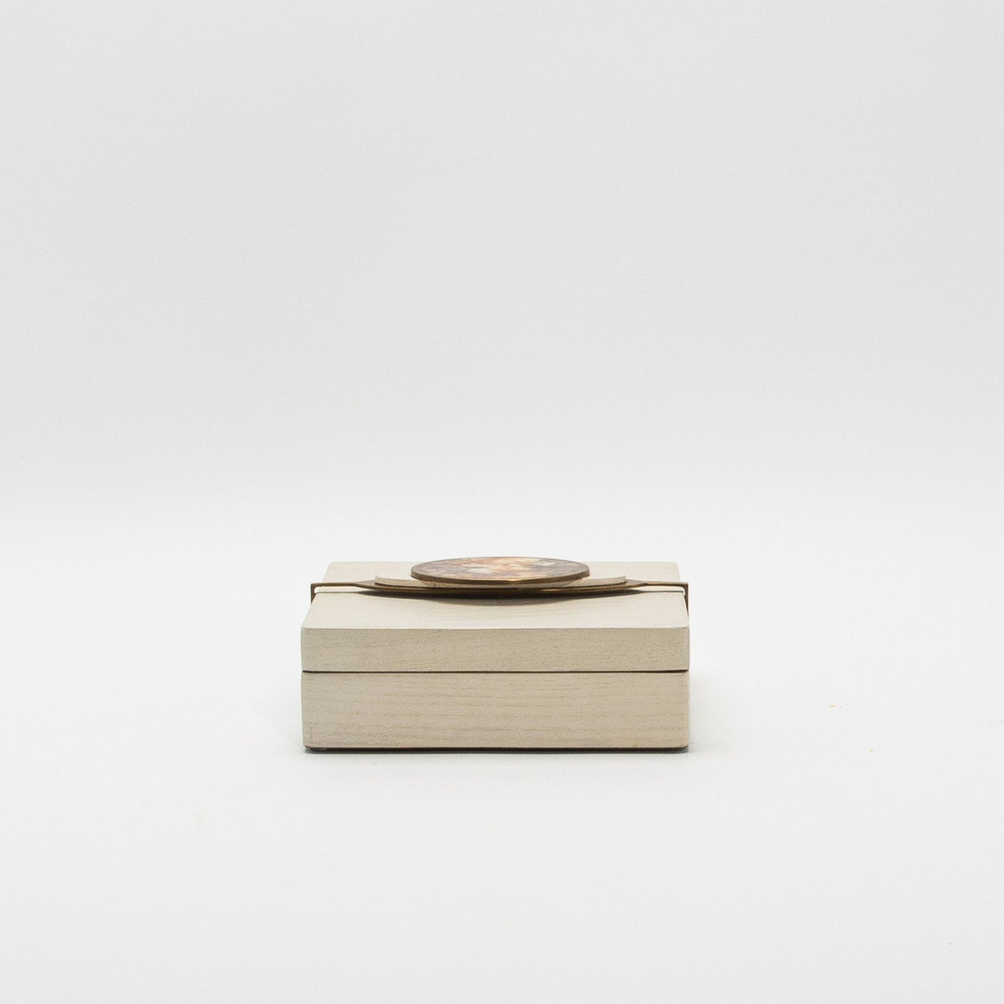 Set of 2 Boxes in Oak with Semi-Precious Stone and Brass by Kifu Paris