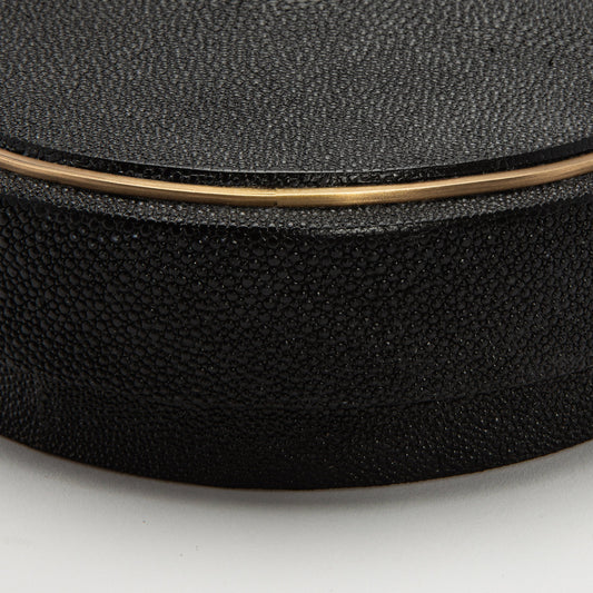 Set of 3 Boxes in Black Shagreen with Brass Frame by R&Y Augousti