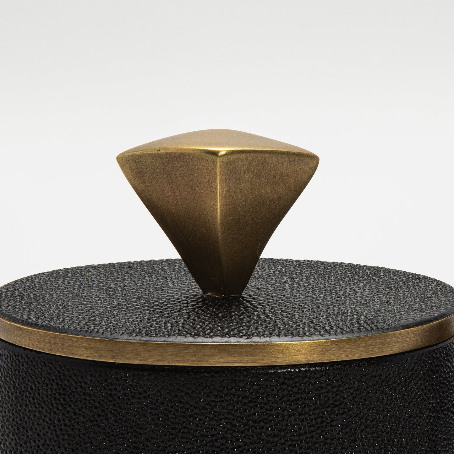 Set of 2 Boxes in Black Shagreen with Bronze Patina Brass Knob by Kifu Paris