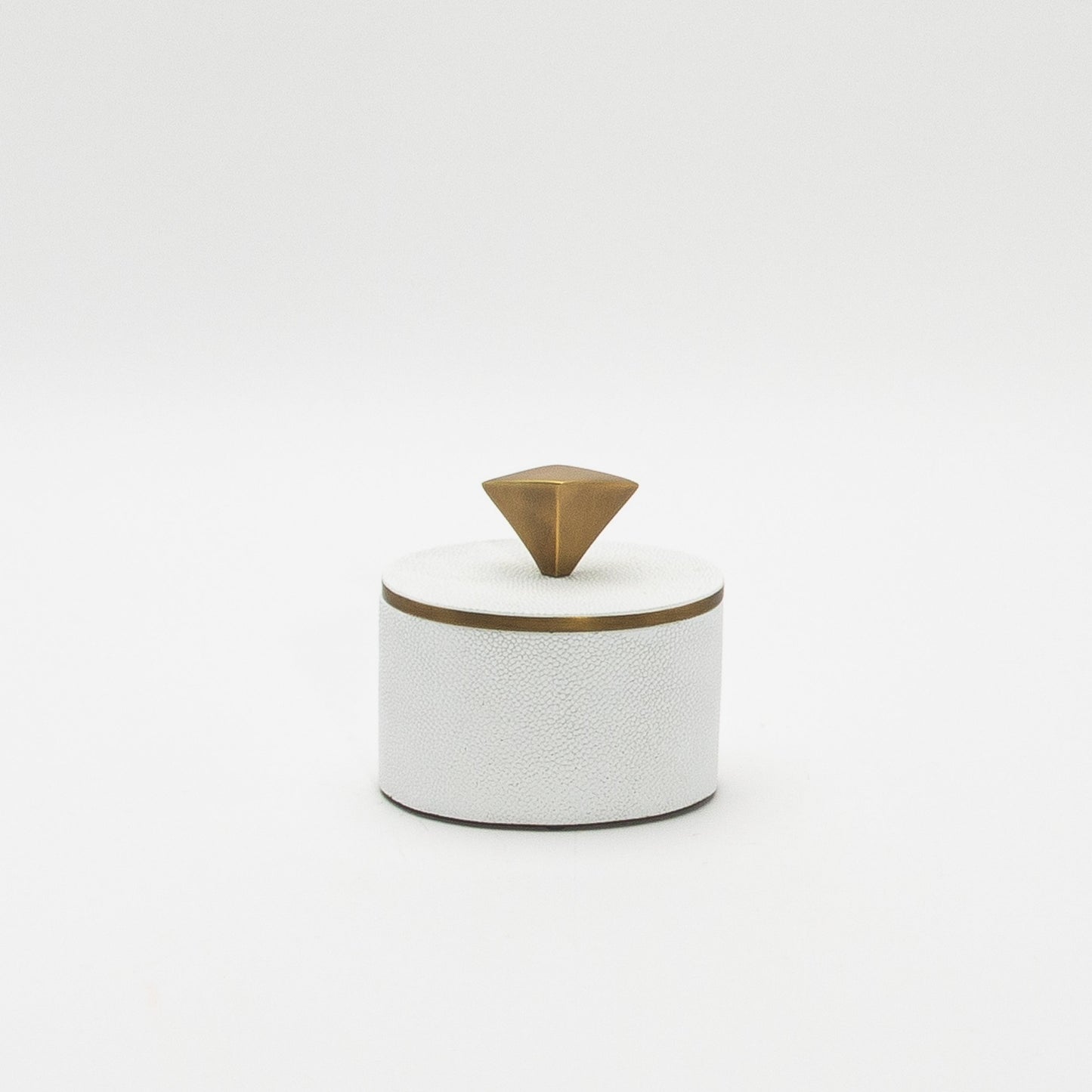 Set of 2 Boxes in White Shagreen with Bronze Patina Brass Knob by Kifu Paris