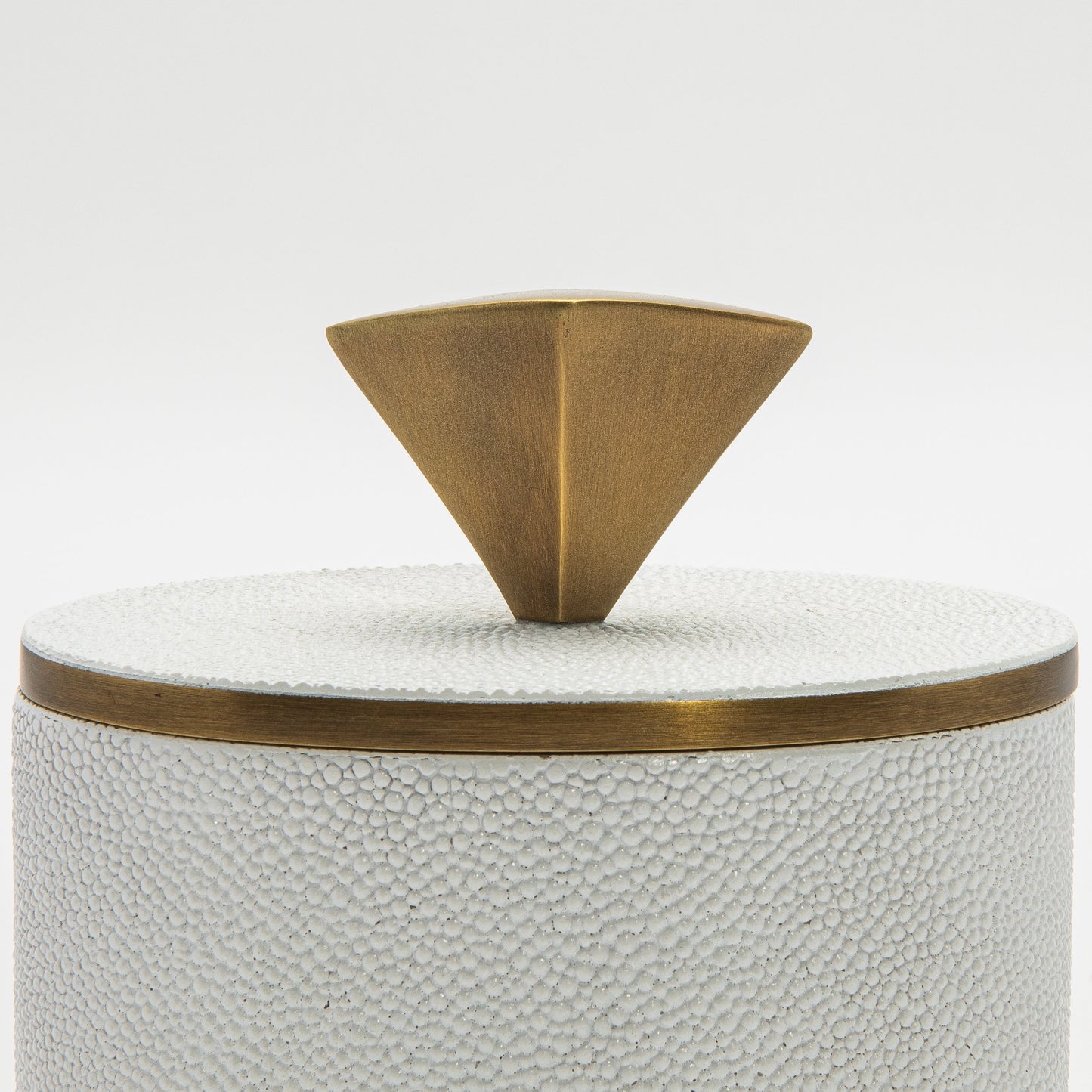 Set of 2 Boxes in White Shagreen with Bronze Patina Brass Knob by Kifu Paris