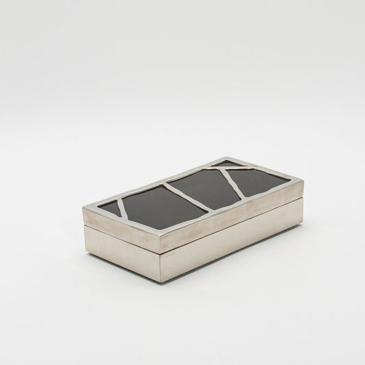 Modern Box in Black Shell with Polished Stainless Steel by R&Y Augousti