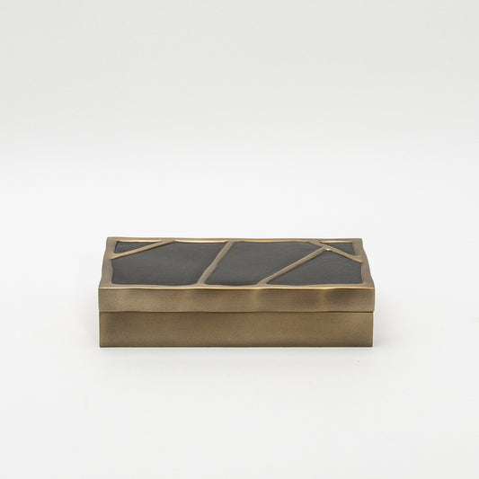 Modern Box in Black Shell with Bronze Patina Brass by R&Y Augousti