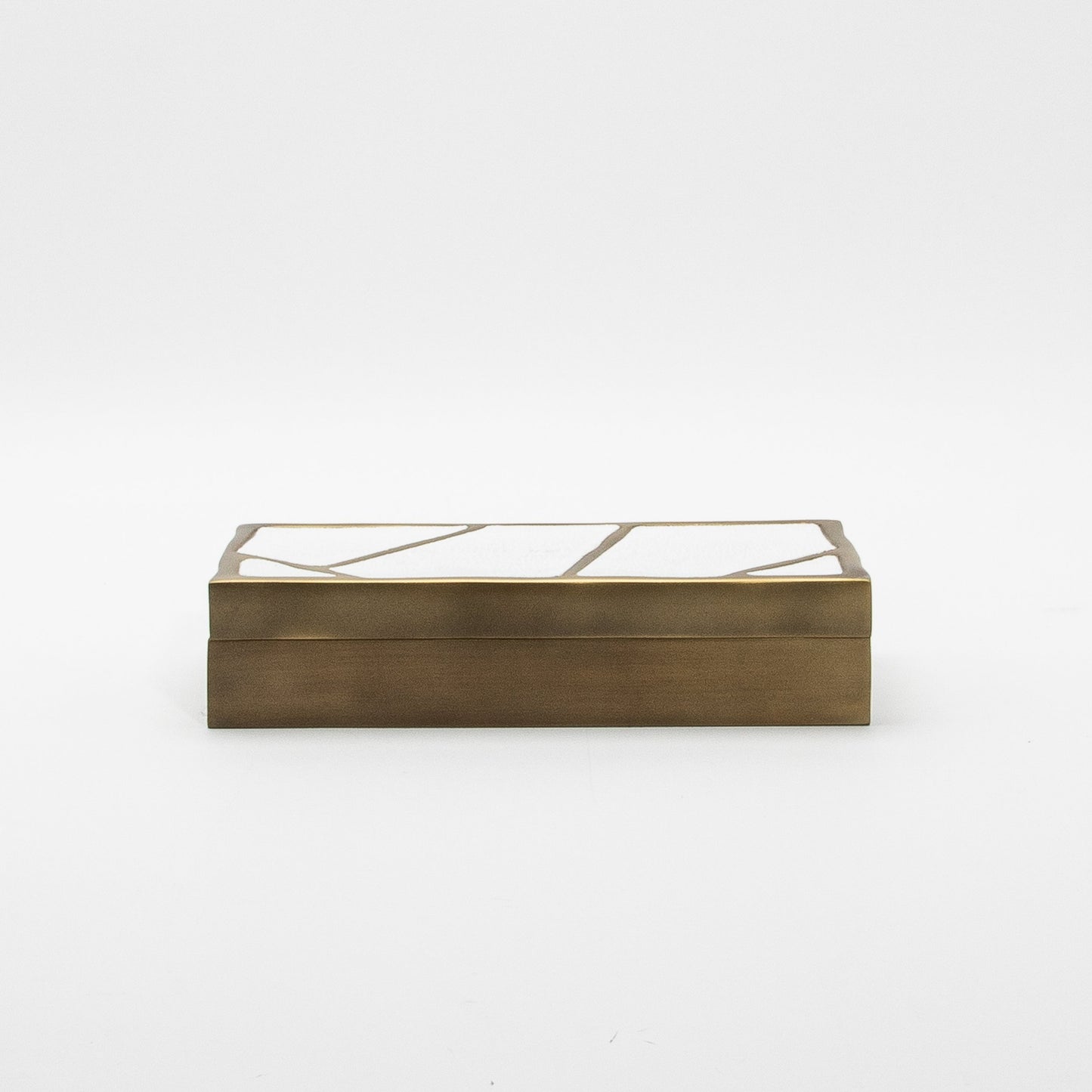 Modern Box in White Shagreen with Bronze Patina Brass by R&Y Augousti