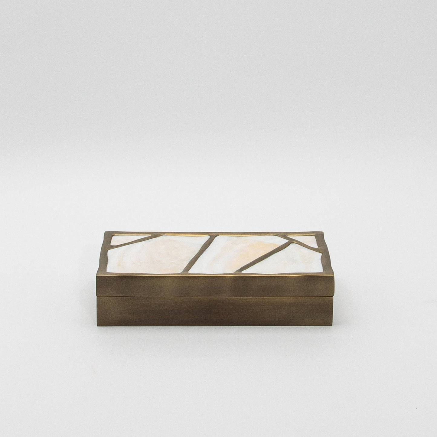 Modern Box in Mother of Pearl with Bronze Patina Brass by R&Y Augousti
