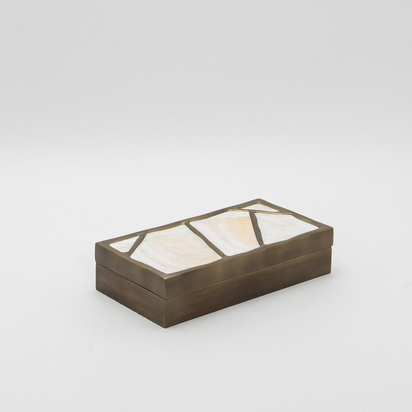 Modern Box in Mother of Pearl with Bronze Patina Brass by R&Y Augousti