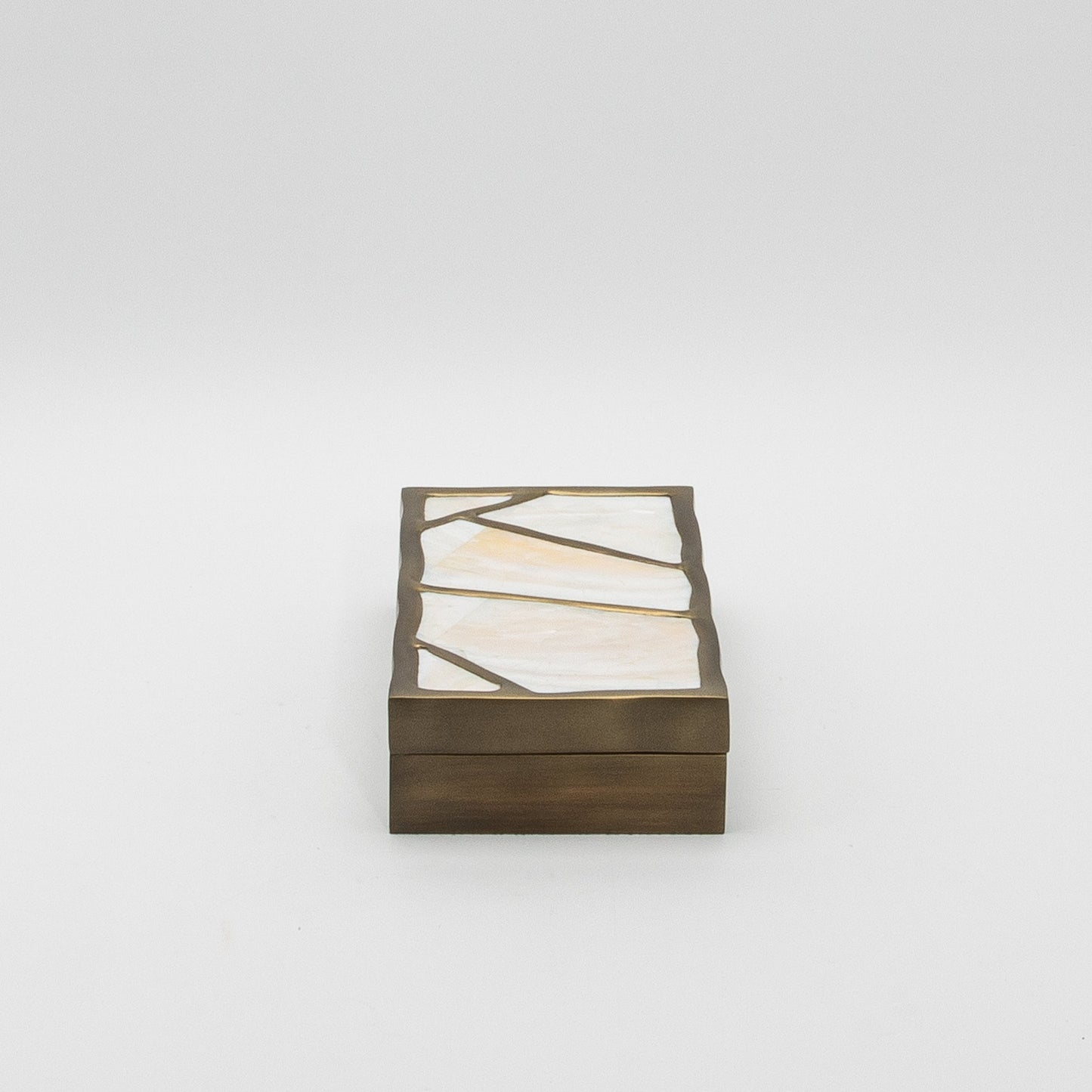 Modern Box in Mother of Pearl with Bronze Patina Brass by R&Y Augousti