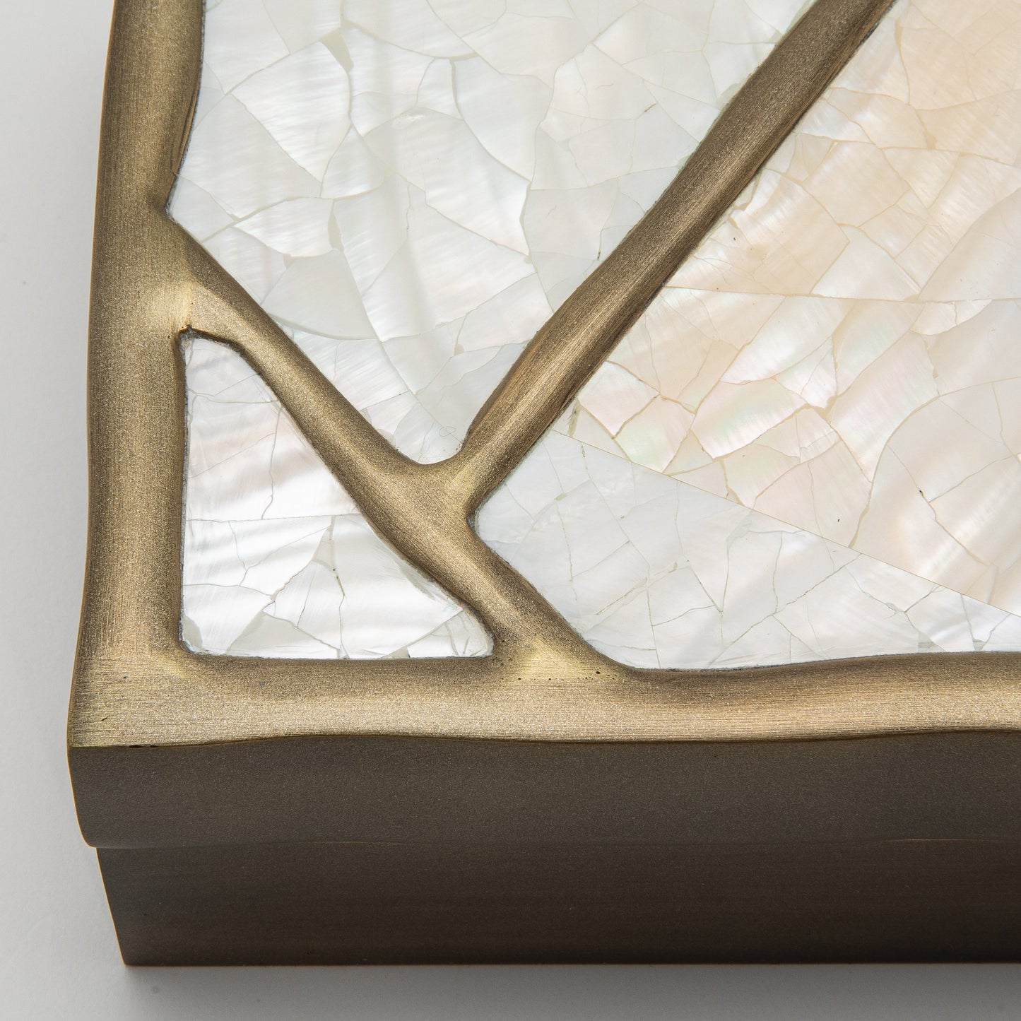 Modern Box in Mother of Pearl with Bronze Patina Brass by R&Y Augousti