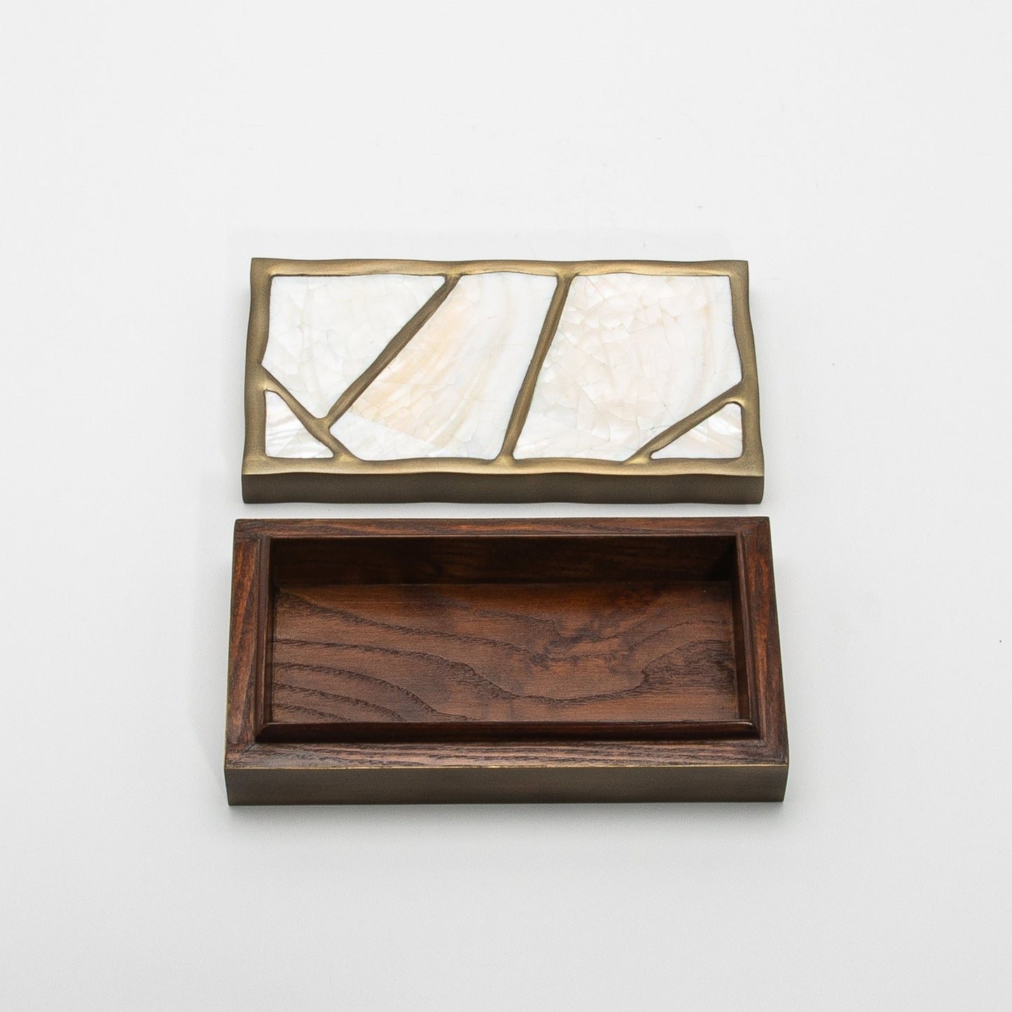 Modern Box in Mother of Pearl with Bronze Patina Brass by R&Y Augousti