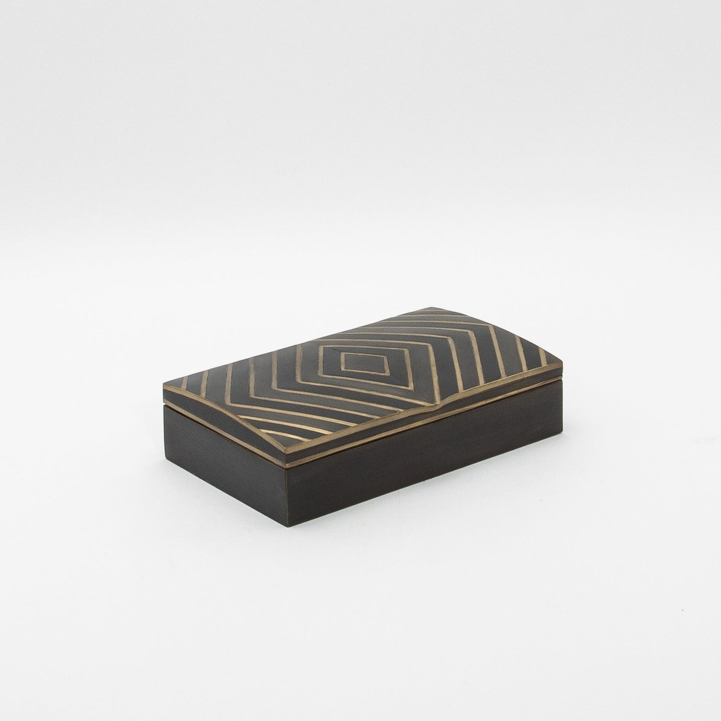 Set of 3 Boxes in Black Oak with Brass Details by R&Y Augousti