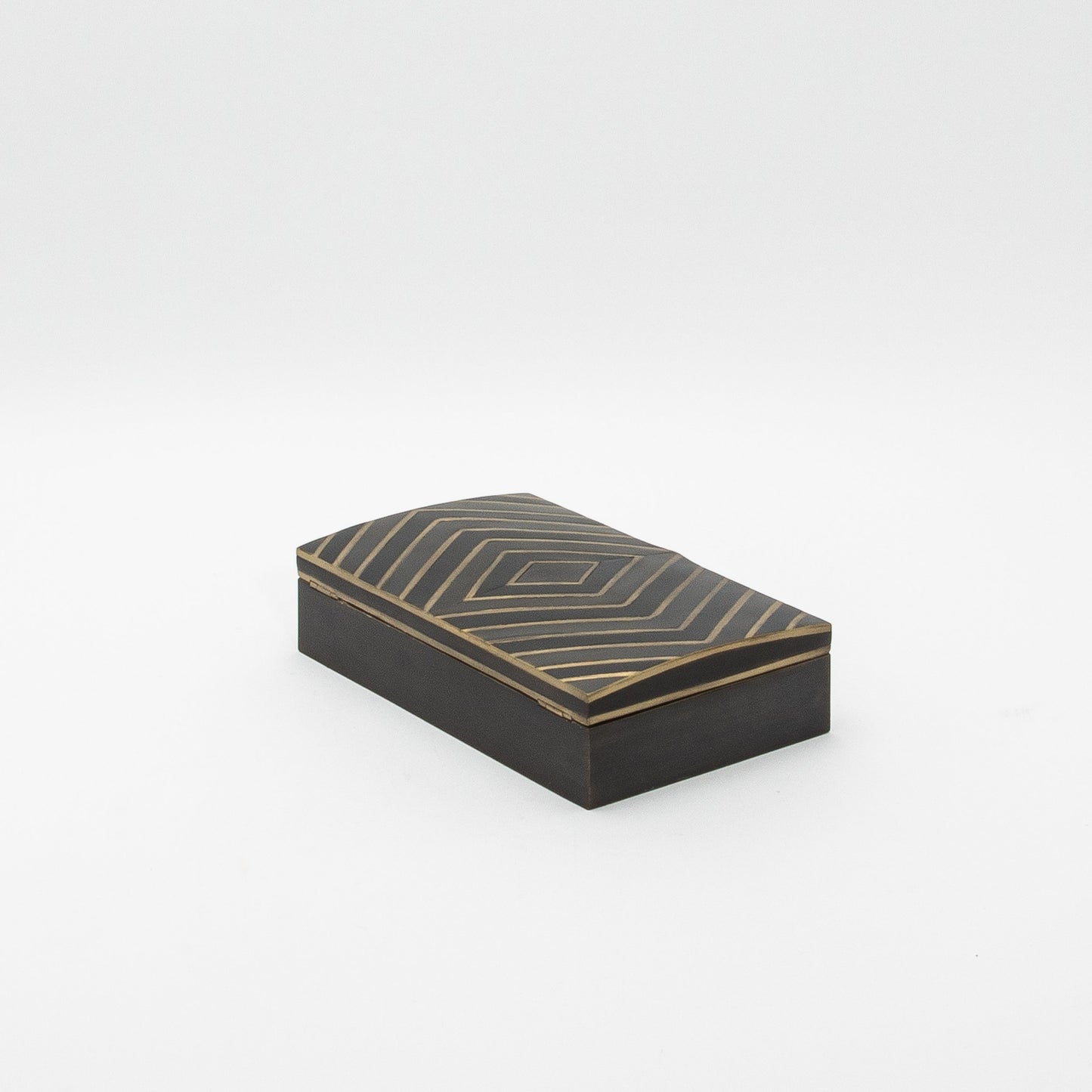 Set of 3 Boxes in Black Oak with Brass Details by R&Y Augousti