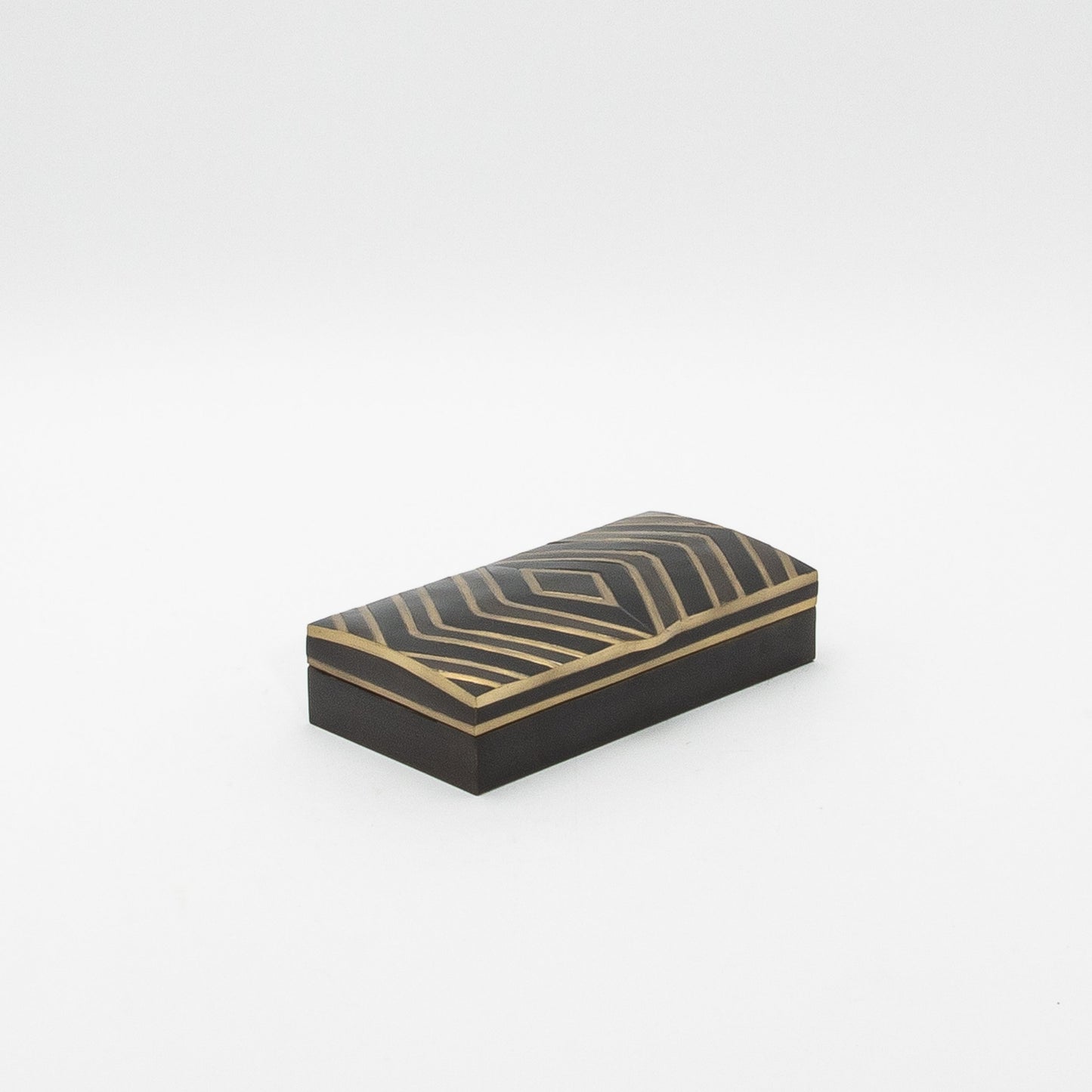 Set of 3 Boxes in Black Oak with Brass Details by R&Y Augousti