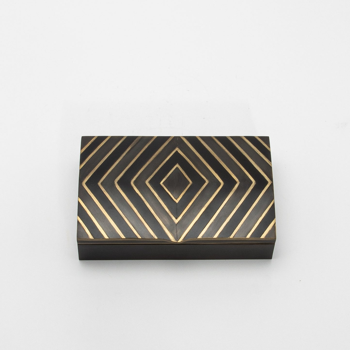 Set of 3 Boxes in Black Oak with Brass Details by R&Y Augousti