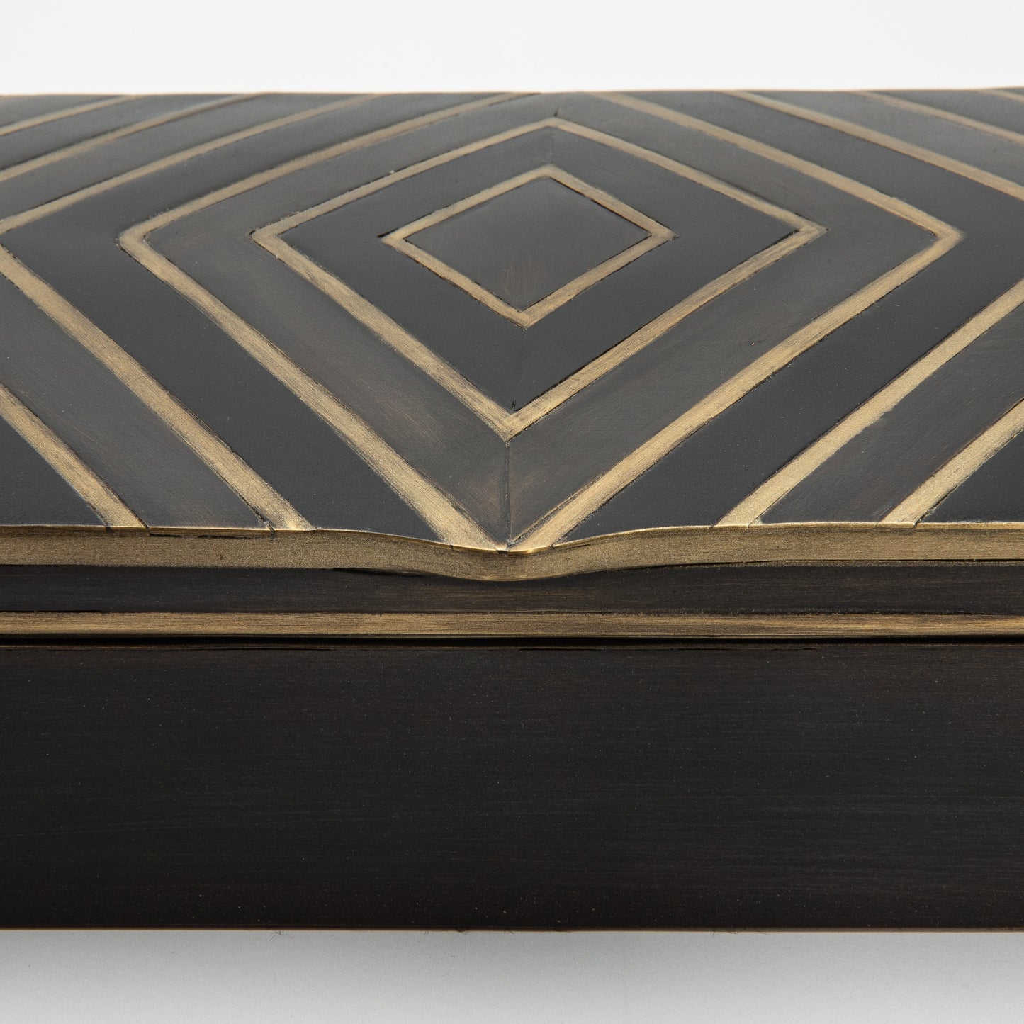 Set of 3 Boxes in Black Oak with Brass Details by R&Y Augousti