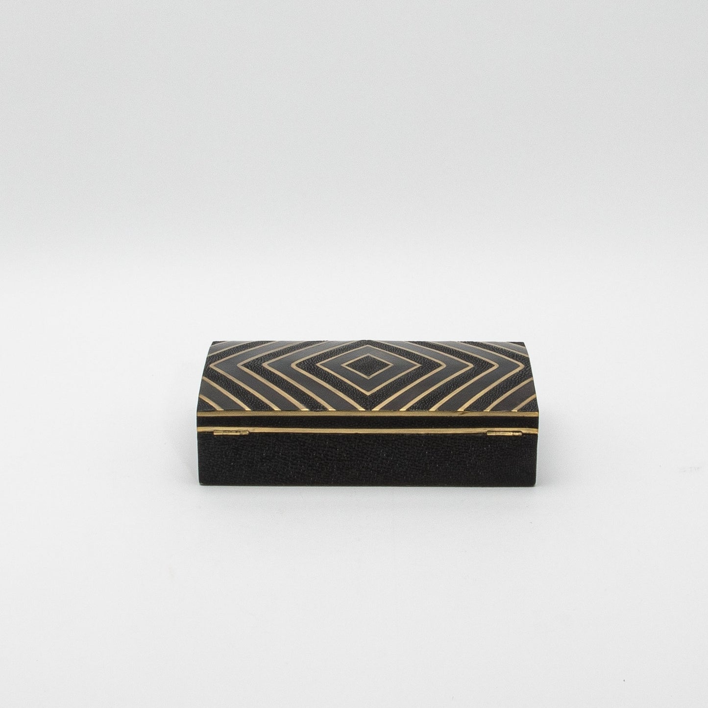 Set of 3 Boxes in Black Oak with Black Shell and Brass Details by R&Y Augousti