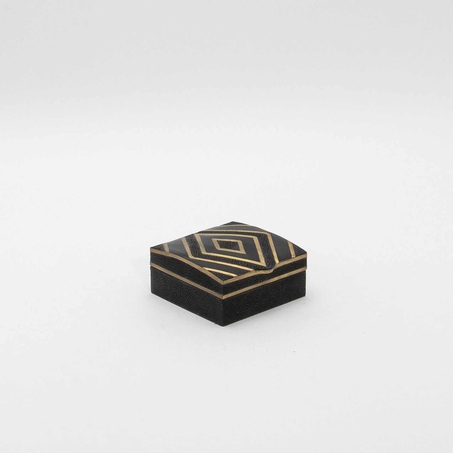 Set of 3 Boxes in Black Oak with Black Shell and Brass Details by R&Y Augousti