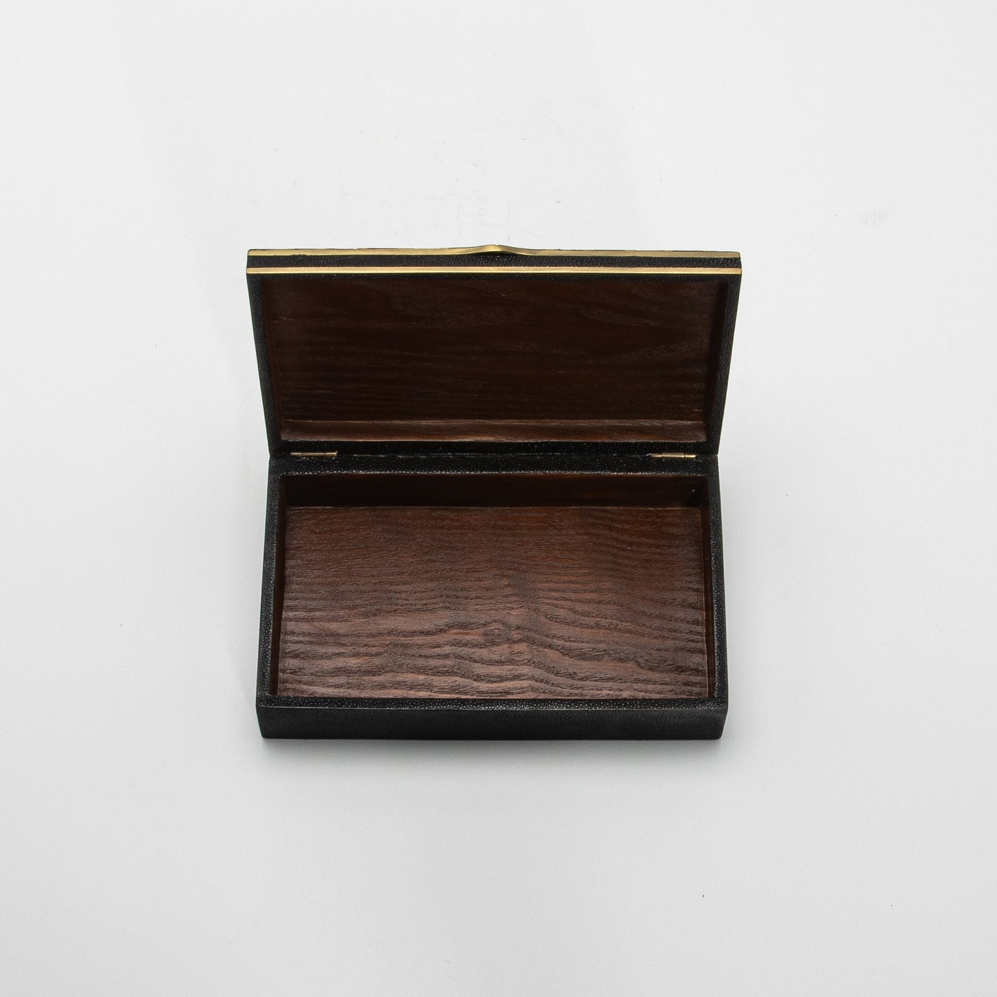 Set of 3 Boxes in Black Oak with Black Shell and Brass Details by R&Y Augousti