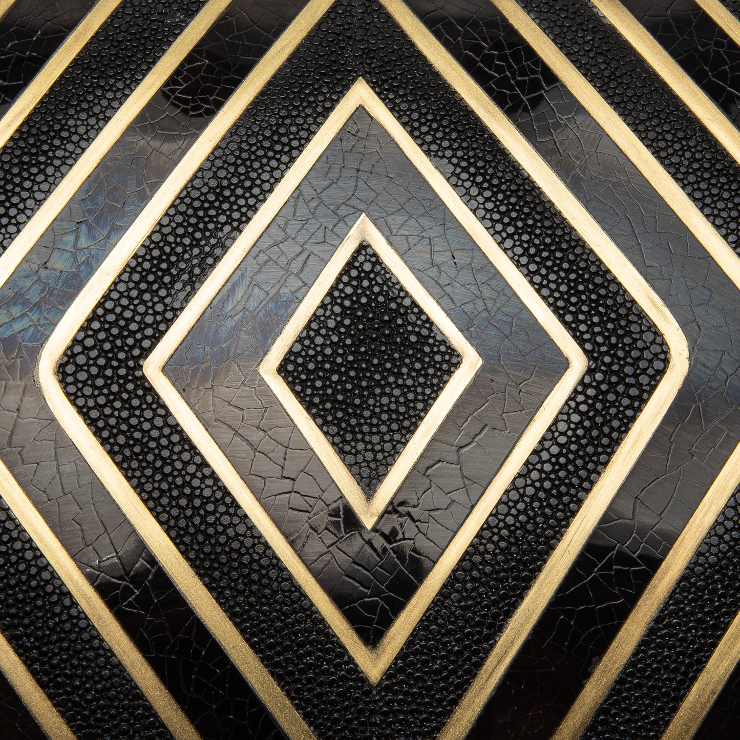 Set of 3 Boxes in Black Oak with Black Shell and Brass Details by R&Y Augousti