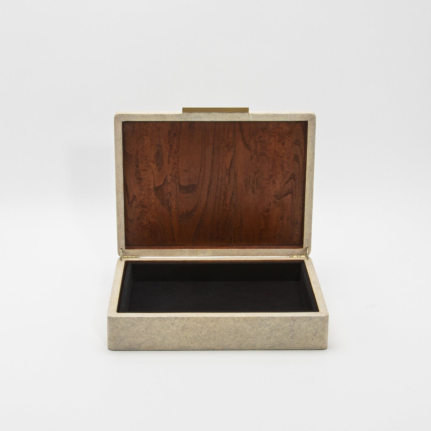 Jewelry Box in Shagreen with Mother of Pearl and Brass Details by R&Y Augousti