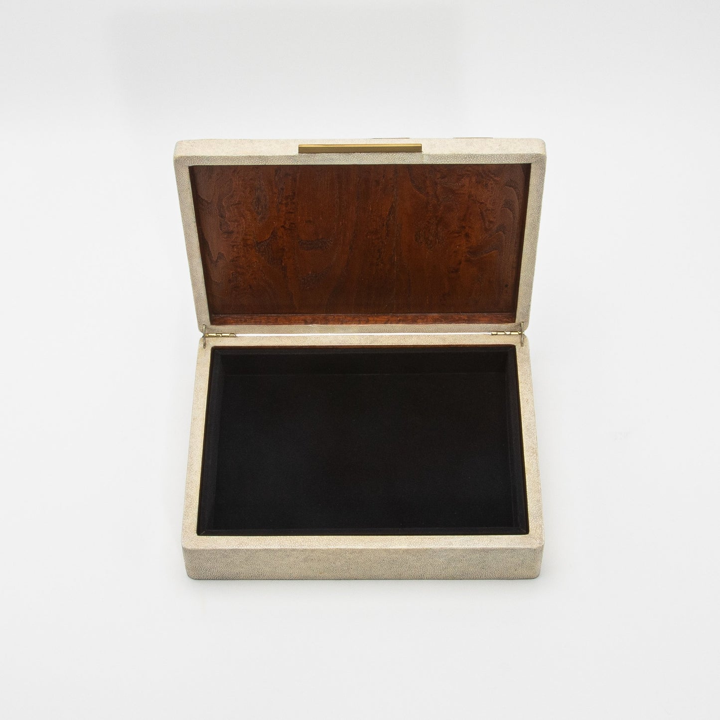 Jewelry Box in Shagreen with Mother of Pearl and Brass Details by R&Y Augousti