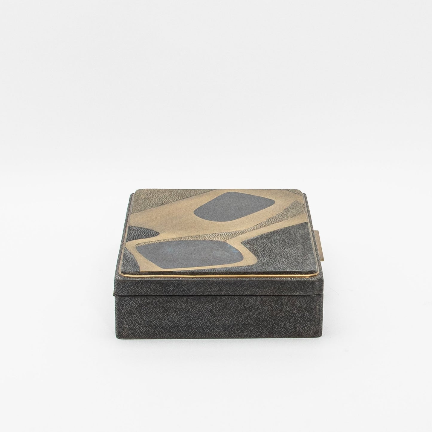 Jewelry Box in Shagreen with Mother of Pearl and Brass Details by R&Y Augousti