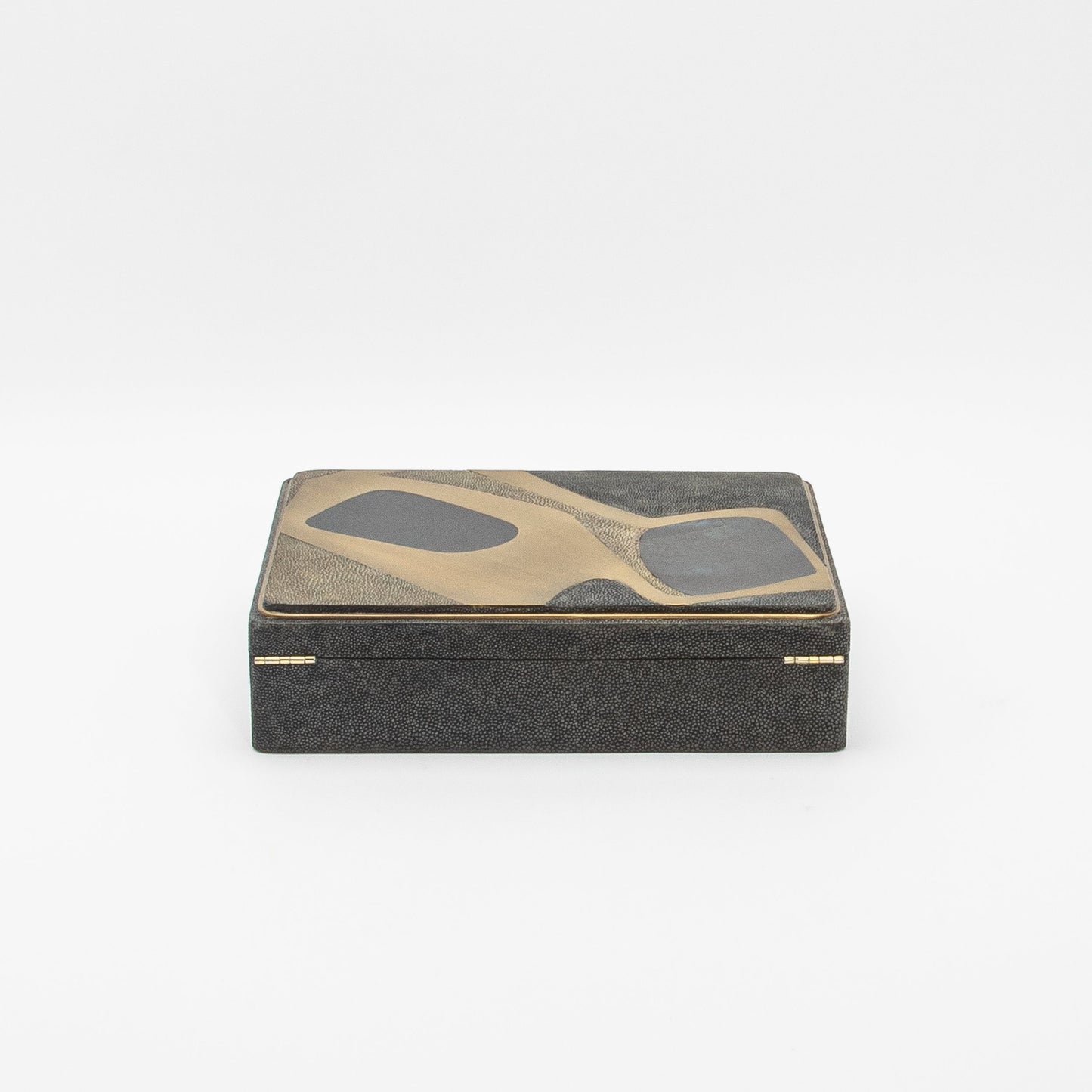Jewelry Box in Shagreen with Mother of Pearl and Brass Details by R&Y Augousti