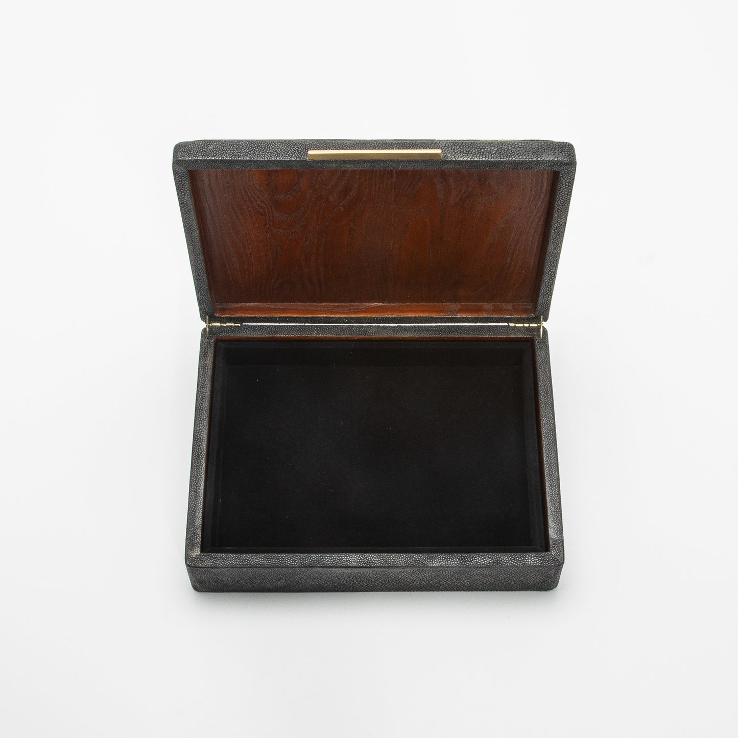 Jewelry Box in Shagreen with Mother of Pearl and Brass Details by R&Y Augousti