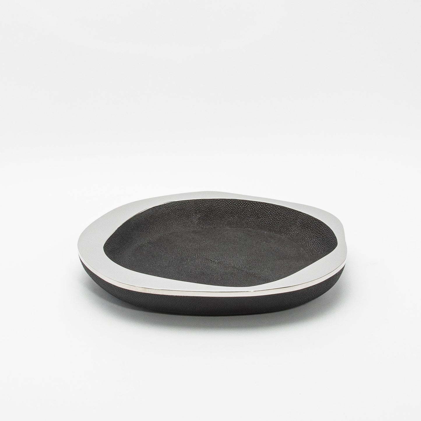 Bowl in Black Shagreen with Stainless Steel Details by R&Y Augousti