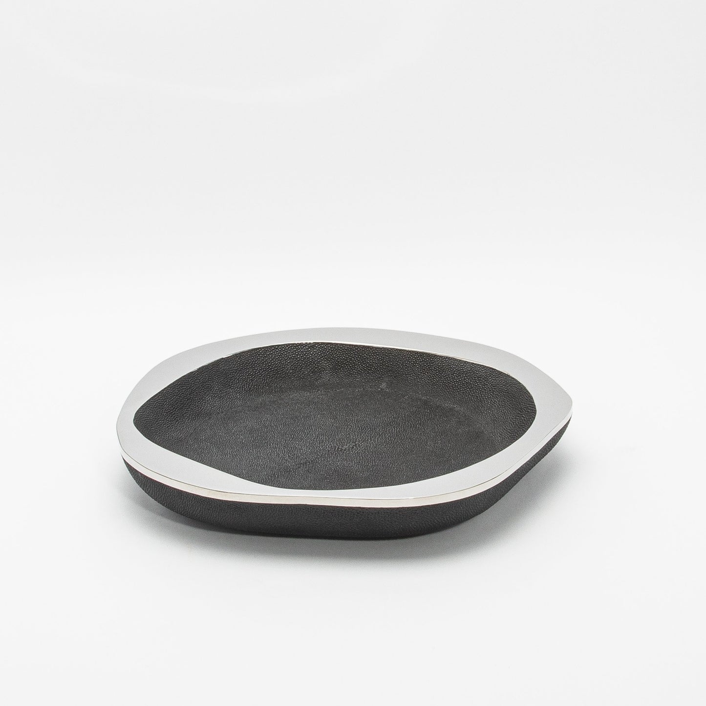 Bowl in Black Shagreen with Stainless Steel Details by R&Y Augousti