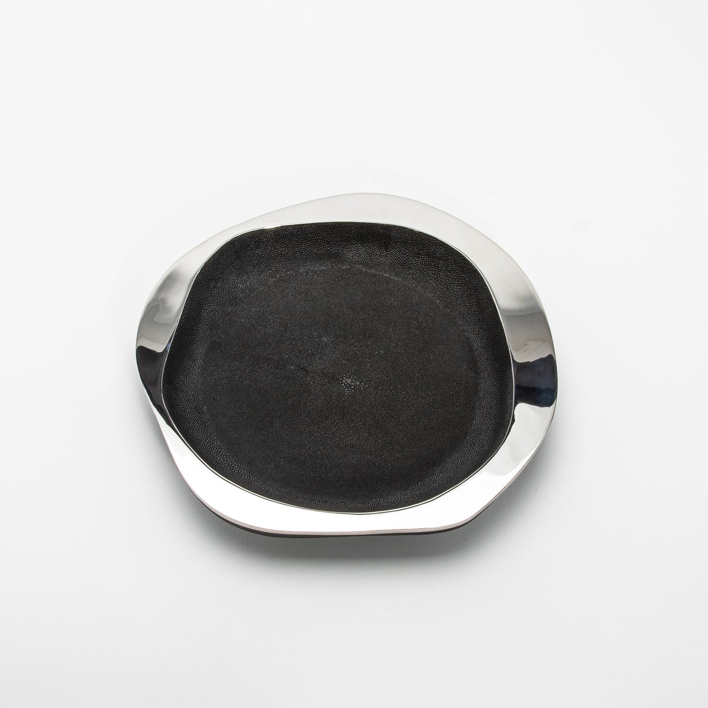 Bowl in Black Shagreen with Stainless Steel Details by R&Y Augousti