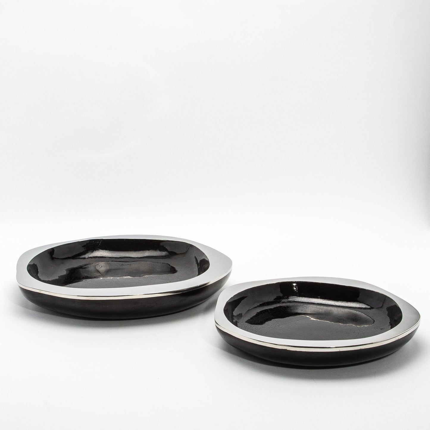 Bowl in Black Shell with Stainless Steel Details by R&Y Augousti