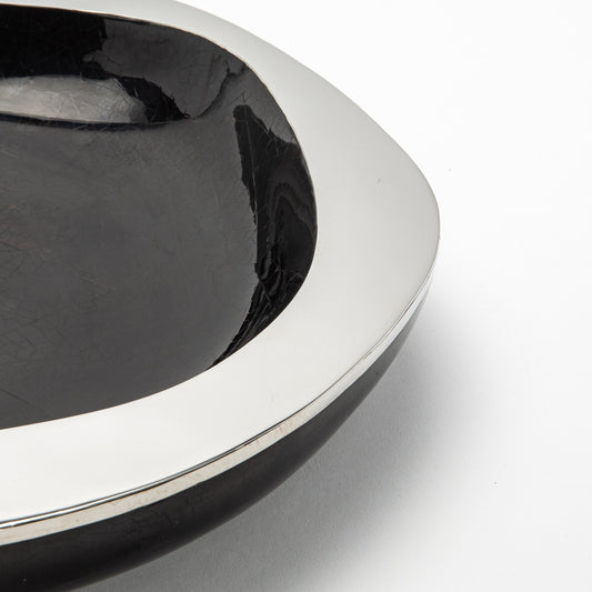 Bowl in Black Shell with Stainless Steel Details by R&Y Augousti